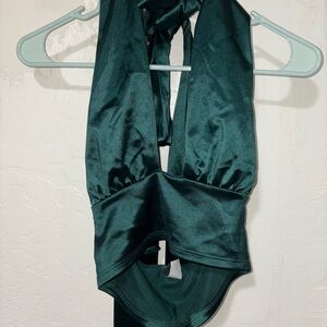 Windsor Dark Green Satin Top
